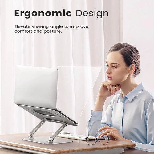 Laptop Stand for Desk,  Aluminum Adjustable Stand of Laptop for Mac / HP / Dell / Samsung, 10-16 Inches Foldable Computer Holder,Silver